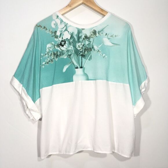 ZARA DOLMAN SLEEVE CINCH BACK FLORAL BLOUSE TOP LARGE - Picture 2 of 9